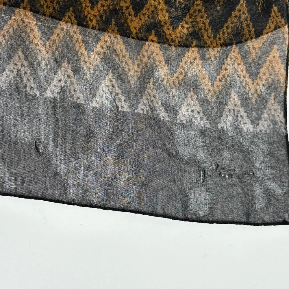 Vintage Chevron Patterned Scarf in Black, Brown and Gray